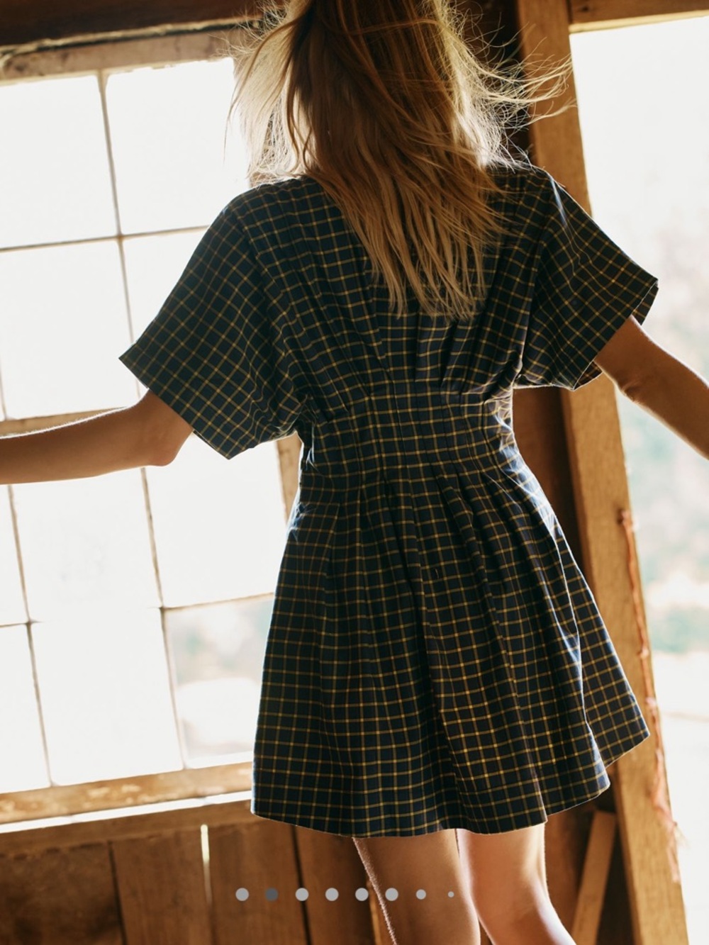Exquise Tobie Collared Button-Down Mini Shirt Dress Anthropologie Navy Plaid NEW - Picture 5 of 15